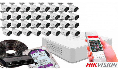 Комплект видеонаблюдения на 32 камеры для улицы 8mp IP